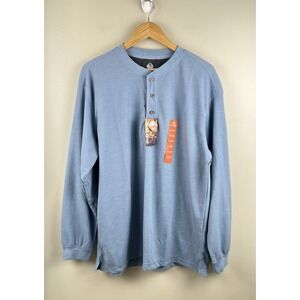 Alpine Lakes NWT Mens Long Sleeve Henley Waffle Knit Thermal Shirt‎ Blue Size XL